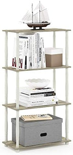 Furinno Turn-N-Tube 4-Tier Multipurpose Shelf Display Rack, Classic Tubes, Sonoma Oak/White by Furinno-FitsYourSpaceFitsYourBudget