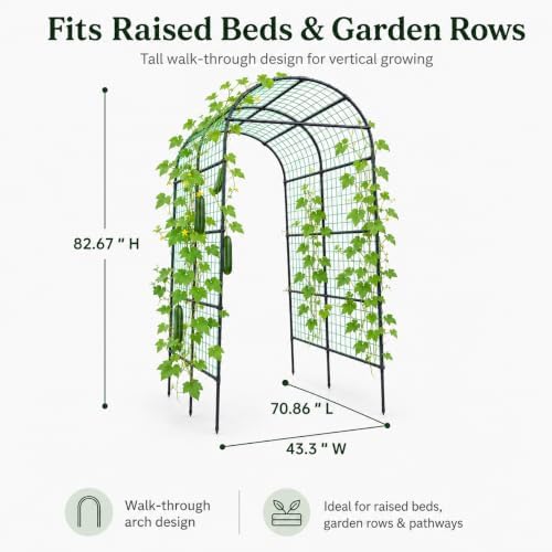 FOLLOOK Garden Arch Trellis for Climbing Plants Outdoor, 7.8 ft, Black - Image 2