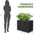 Planter Box Rectangular Block - 24×16×12IN Galvanized Steel Metal Long Box Planter Easy Installation Modern Outdoor Tall Planters All-Weather Use with Drainage Holes for Patio/Porch(Black) - Image 5