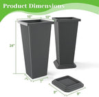 FENCY Set of 2 Tall Planters for Outdoor Plants, Gray Ribbed - Image 3
