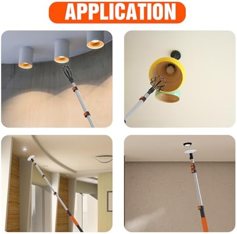 LAANPOLE 36FT Reach Light Bulb Changer for High Ceilings, Light Bulb Changer with Baskets and Suction Cup for Recessed Lights with 7-30FT Telescoping Extension Pole - Image 4