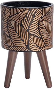 D'vine Dev 8 Inch Planter Pot with Wood Stand, Bronze/Grey, 88-L-A-6 by DvineDevPlanterPotsandStand