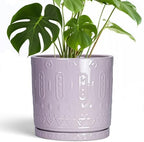 Eightpot 10 Inch Planter, Ceramic Plant Pots for Indoor Outdoor, Round Pot for Plants with Drainage Hole and Sacuer, Boho Plant Pot, Decorative Flower Pots, Living Room Decor, Purple by Eightpot