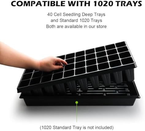 RooTrimmer 10 Pack 40 Cell Seed Starter Trays - Extra Deep 3.9" Plastic Nursery Trays, 20" x 10"，Fits Standard 1020 Flats, for Planting Seedlings, Propagation, Seed Germination and 1020 Flats Inserts - Image 7