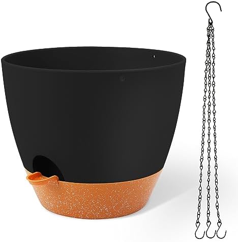 GARDIFE Large Hanging Planter, 12 inch Hanging planters for Indoor. Outdoor Plants, Self Watering Plant Pot, Plant Hanger, Black by GARDIFE