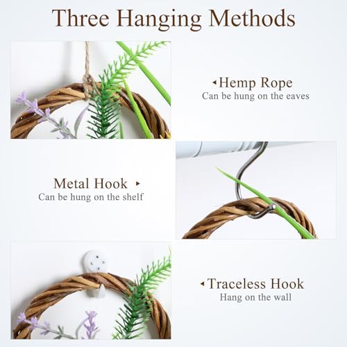 2pcs Handmade Wicker Hanging Flower Basket Set with Liners for Plants - Image 6