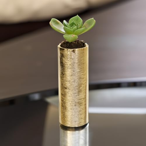 WGVI Gold Etched Ceramic Cylinder Vase, Width 4", Height 12", Flower Arrangements, Candle Holder, Terrarium Planter Pot, Storage Container Organizer, Pen Brush Holder, 1 Piece - Image 4