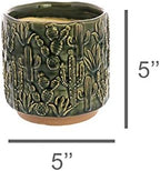 HomArt 3744-3 Cactus Motif Cachepot Ceramic Planter,5-inch Height,Small,Green,5x5x5x - Image 4