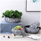 Flower Pots Spiral Textured Fiberglass Planter with Drainage Hole for Home Office Windows - Image 5