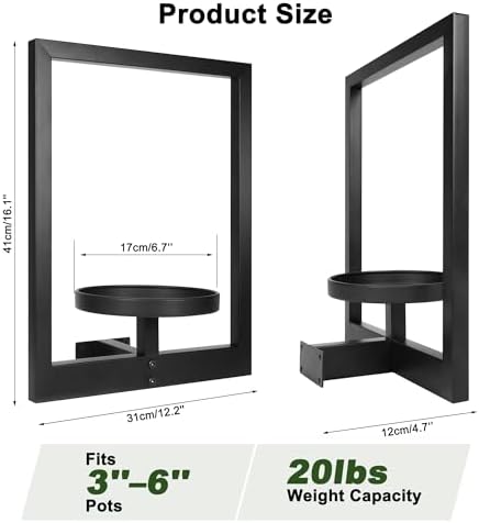 Heavy-Duty Wall Planters for Indoor Plants, Modern Metal Hanging Plant Holders, Picture Frame Wall Plant Shelves for Living Room, Balcony, Patio, Window Garden Décor, 3-Pack - Image 3