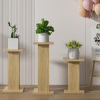 Fsbecl 3Pcs Oak Fluted Square Wooden Plant Pedestal Display Stands - Image 5