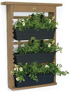 Algreen Wall Planter - 3-Tier with Drain - 11.5 x 32.5 x 8 in - Wood by Algreen