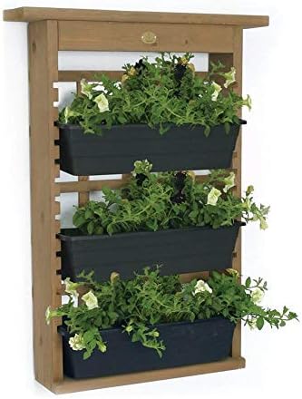 Algreen Wall Planter - 3-Tier with Drain - 11.5 x 32.5 x 8 in - Wood by Algreen