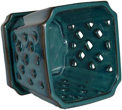 Orchid Pot with Holes and Saucer for Repotting and Better Grow, Teal, 7" - Image 4