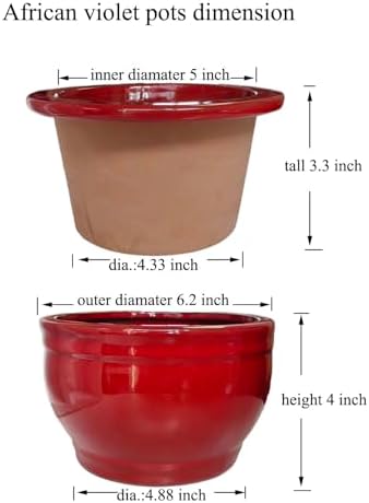 Self Watering African Violet Pots Red 6 inch - Image 3