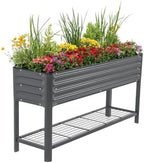 Vego garden Elevated Raised Garden Bed, 1.5' x 5.5' Outdoor Planters Boxes with Legs & Storage Rack for Patio, 750 Lbs Weight Capacity, Raised Beds for Gardening Herbs Vegetables, Modern Gray by Unknown