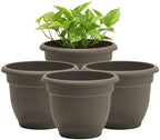 Bloem Ariana 8" Plastic Self-Watering Planter, Peppercorn, 4-Pack by Bloem