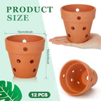 FoldTier 12 Pcs 4 Inch Terracotta Orchid Pot with Drainage Holes - Image 2