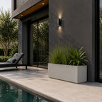 PolyStone Milan Modern Outdoor/Indoor Rectangular Trough Planter - 46" x 17" x 19" H - Lightweight Weather Resistant Stone-Look Resin Planter - Commercial & Residential - Concrete Gray - Image 4