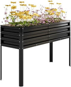 Garvee Galvanized Raised Garden Bed with Legs, 50×17×32 in Large Elevated Planter Box for Outdoor Plants, Sturdy Metal Raised Garden Beds for Vegetables, Flowers & Herbs, Backyard, Patio, Black by Garvee