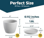 White 6-Inch Plant Pots with Drainage & Saucers 18 Pack, Indoor & Outdoor Planters for Houseplants, Herbs, and Flowers, Durable & Weatherproof Material, Stackable, Lightweight, Minimalist Design - Image 2