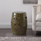 SAFAVIEH Outdoor Flora Ceramic Garden Stool, 18.5" Spring Green ACS4527E - Image 2