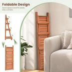 GIANTEX Foldable Wooden Plant Stand, 4-Tier Ladder Plant Shelf, Orange - Image 3