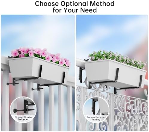 Y&M 4 Pack Window Box Brackets, Adjustable Railing Planter Box Brackets - Image 6