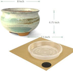 8 Inch Succulent Pot with Drainage and Saucer Glazed Terracotta Round Ceramic Succulent Planter Cactus Bonsai Plant Pot (Gream) - Image 3
