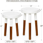 LitaEther Modern Side Table Set of 2, Solid Wood Accent Table,12" D x 12" W x 20" H & 12" D x 12" W x 18" H Small End Table for Living Room Bedroom, Plant Stand, Bathroom Stool, Pedestal Drink Table - Image 2