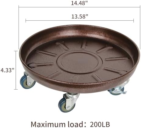Plant Caddy with Wheels 14 Inch 2 Pack, Heavy Duty Metal Plant Stand & Dolly with Lockable Casters, Holds 200 lbs for Indoor Outdoor Large Flower Pots, Bronze - Image 2