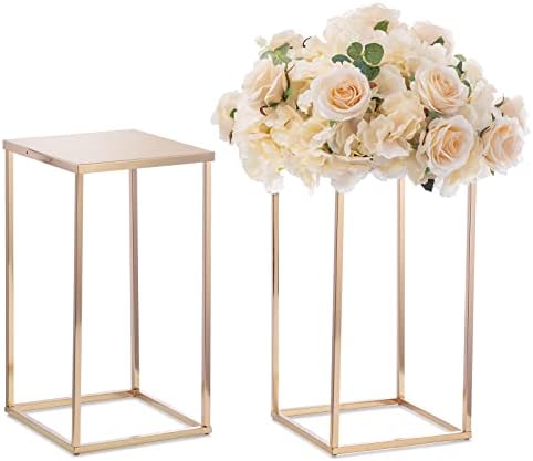 NUPTIO Black Vase Wedding Centerpieces, Geometric Stand, 15.7" Tall, 2 Pcs by Nuptio