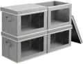 Homsorout Collapsible Storage Bins with Lids, 4 Pack Closet Cubes for Organization, Fabric Storage Baksets with Window, Clothes Organizer bins for Home, Dorm, Grey by Homsorout