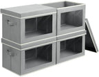 Homsorout Collapsible Storage Bins with Lids, 4 Pack Closet Cubes for Organization, Fabric Storage Baksets with Window, Clothes Organizer bins for Home, Dorm, Grey by Homsorout