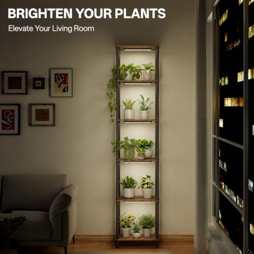 Bstrip Plant Stand Indoor with Grow Lights, 70.8in Tall Plant Shelf, 6-Tier - Image 2