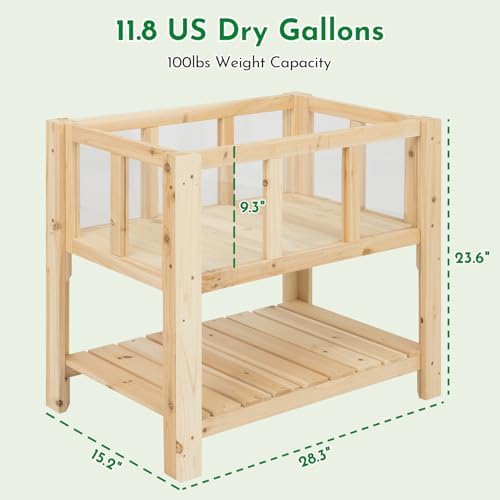 ketive Raised Garden Bed with Transparent Acrylic Side Panels, Elevated Wooden Planter Box with Shelf for Vegetables, Herbs & Flowers,Outdoor Raised Garden Planter for Patio, Balcony & Backyard - Image 3