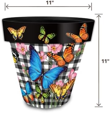 Briarwood Lane Spring Planter 11.75 x 11 x 11 Checkered Butterflies Medium - Image 2