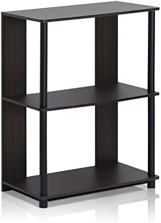 Furinno JAYA Simple Design 3-Tier Bookcase / Bookshelf / Display Rack, Plastic Tubes, Walnut - Image 5