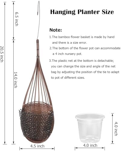 Hanging Orchid Planter: 4 Inch Handmade Bamboo Flower Basket -5Pcs - Image 6