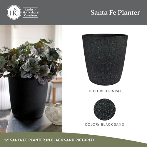 The HC Companies Santa Fe Round Self-Watering Pot - Lightweight Plastic Planter for Herbs & More - Durable Plant Pots for Indoor Plants & Outdoor Plants (16" Black Sand, Pack of 2) - Image 2