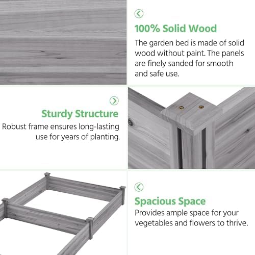 Yaheetech Wooden Raised Garden Bed Outdoor Planter Box, Gray - Image 4