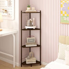 Wisuce Brown Small Corner Shelf Stand, 4-Tier Bamboo Corner Bookshelf - Image 6