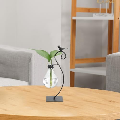 PATIKIL Bird Plant Propagation Station Plastic Vases Terrarium Vase Black - Image 5