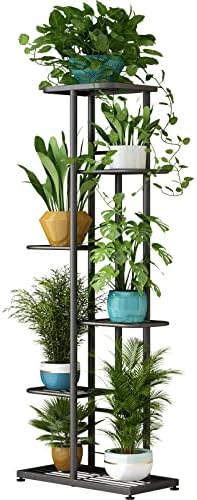 LINZINAR 6 Tier Plant Stand Indoor Outdoor Metal Flower Pot Display Shelf by LINZINAR