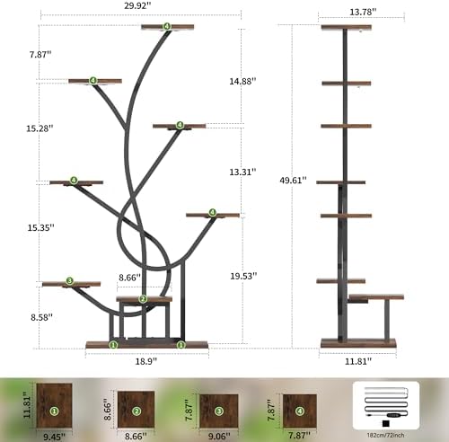 Plant Stand Indoor with Grow Lights - 8 Tiered Corner Flower Shelf Indoor - Image 6
