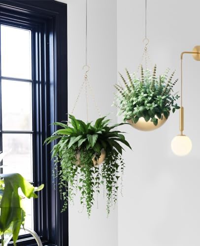 AceList 2 Pack Hanging Planter for Indoor Plants - Boho Metal Wall Planter 7.28 Inch with Hooks and Chins, Plant Hanger Decor for Window and Patio - Image 4
