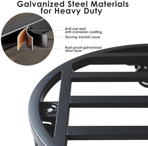 18 Inch Metal Plant Caddy with Wheels Heavy Duty,Large Rolling Plant Stand Indoor Outdoor Use,Round Plant Dolly with Heavy Casters,Rust-Proof Plant Roller Tray for Big Planters Pots,1-Pack - Image 6