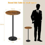 BTY Small Round Side Table Set of 2 Weighted Base End Table Cocktail Table Martini Table with Pedestal Accent for Small Spaces Bedroom Brown and Black - Image 3