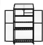 Small Greenhouse 62" H Cold Frame Portable Greenhouse with Lockable Wheels Openable Roof and Adjustable Shelves 3-Tier Wooden Greenhouse Cabinet for Indoor Outdoor Patio Balcony Garden, Black - Image 3
