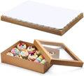 Sinload 10 Pcs 19x14x4 Inch Half Sheet Cake Boxes 5pcs Large Rectangle Bakery Boxes with 5pcs Cake Boards for Pastry Baking, Cupcakes, Donuts, Cookies, Pie Treat Packaging (Brown) by Sinload
